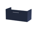 Hudson Reed Arno Floor Standing Vanity Unit, Durable 2 Soft Close Drawer Bathroom Sink Vanity Unit with Shelf in Midnight Blue, 800mm