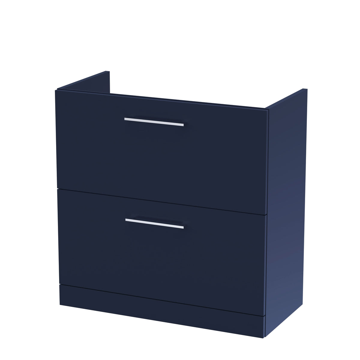 Hudson Reed Arno Floor Standing Vanity Unit, Durable 2 Soft Close Drawer Bathroom Sink Vanity Unit with Shelf in Midnight Blue, 800mm