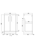 Hudson Reed Arno Floor Standing Vanity Unit, Durable 2 Soft Close Door Bathroom Sink Vanity Unit with Shelf in Bleached Oak, 500mm