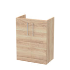 Hudson Reed Arno Floor Standing Vanity Unit, Durable 2 Soft Close Door Bathroom Sink Vanity Unit with Shelf in Bleached Oak, 600mm