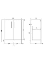 Hudson Reed Arno Floor Standing Vanity Unit, Durable 2 Soft Close Door Bathroom Sink Vanity Unit with Shelf in Bleached Oak, 600mm