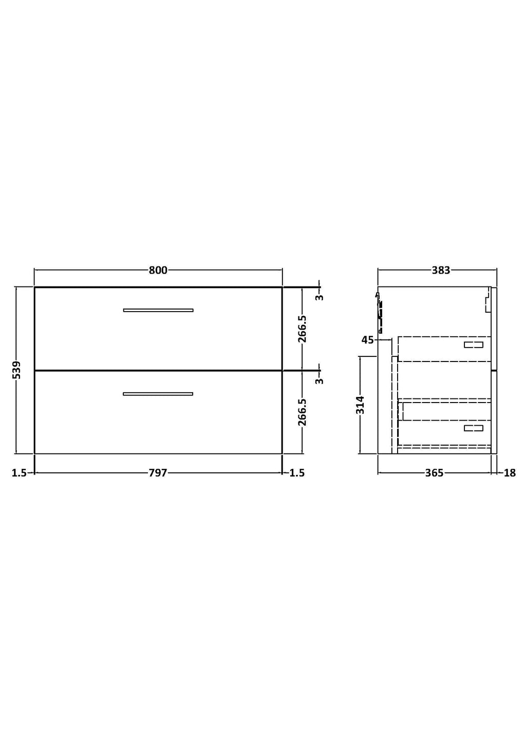 Hudson Reed Arno Wall Hung Vanity Unit, Durable 2 Soft Close Door Bathroom Sink Vanity Unit with Shelf in Bleached Oak, 800mm