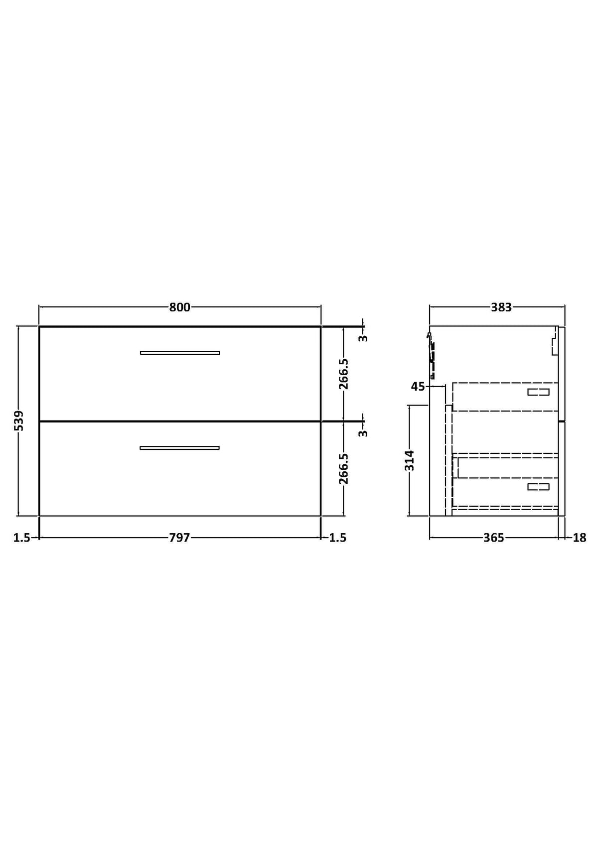 Hudson Reed Arno Wall Hung Vanity Unit, Durable 2 Soft Close Door Bathroom Sink Vanity Unit with Shelf in Bleached Oak, 800mm