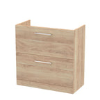 Hudson Reed Arno Floor Standing Vanity Unit, Durable 2 Soft Close Drawer Bathroom Sink Vanity Unit with Shelf in Bleached Oak, 800mm