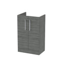 Hudson Reed Arno Compact Floor Standing Vanity Unit, Durable 2 Soft Close Door Bathroom Vanity Unit with Shelf in  Anthracite Woodgrain, 500mm