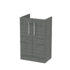Hudson Reed Arno Compact Floor Standing Vanity Unit, Durable 2 Soft Close Door Bathroom Vanity Unit with Shelf in  Anthracite Woodgrain, 500mm
