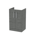 Hudson Reed Arno Floor Standing Vanity Unit, Durable 2 Soft Close Door Bathroom Sink Vanity Unit with Shelf in Anthracite Woodgrain, 500mm