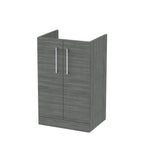 Hudson Reed Arno Floor Standing Vanity Unit, Durable 2 Soft Close Door Bathroom Sink Vanity Unit with Shelf in Anthracite Woodgrain, 500mm