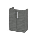 Hudson Reed Arno Compact Floor Standing Vanity Unit, Durable 2 Soft Close Door Bathroom Vanity Unit with Shelf in Anthracite Woodgrain, 600mm