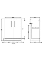 Hudson Reed Arno Compact Floor Standing Vanity Unit, Durable 2 Soft Close Door Bathroom Vanity Unit with Shelf in Anthracite Woodgrain, 600mm
