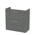Hudson Reed Arno Floor Standing Vanity Unit, Durable 2 Soft Close Drawer Bathroom Sink Vanity Unit with Shelf in Anthracite Woodgrain, 800mm