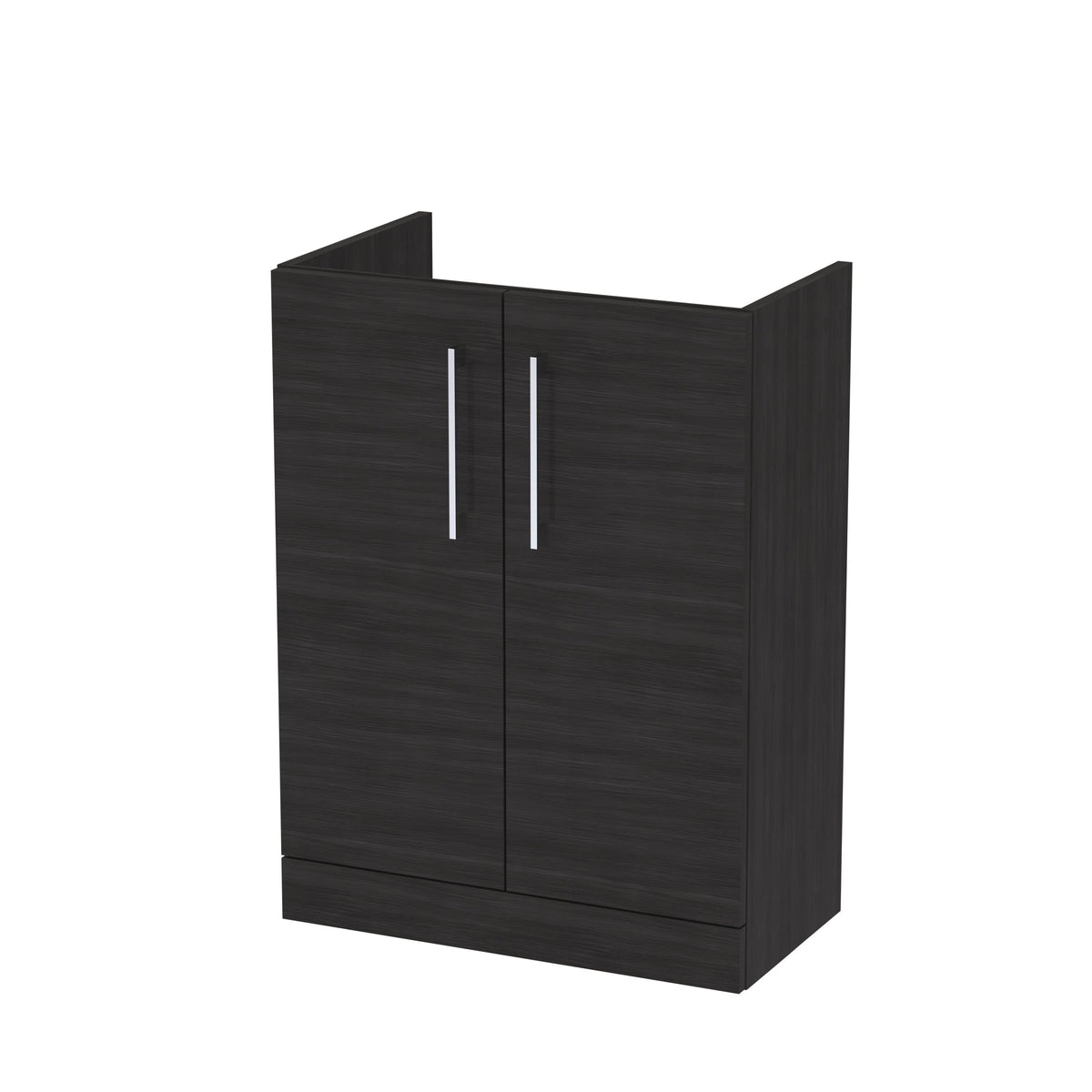 Hudson Reed Arno Compact Floor Standing Vanity Unit, Durable 2 Soft Close Door Bathroom Vanity Unit with Shelf in Charcoal Black, 600mm
