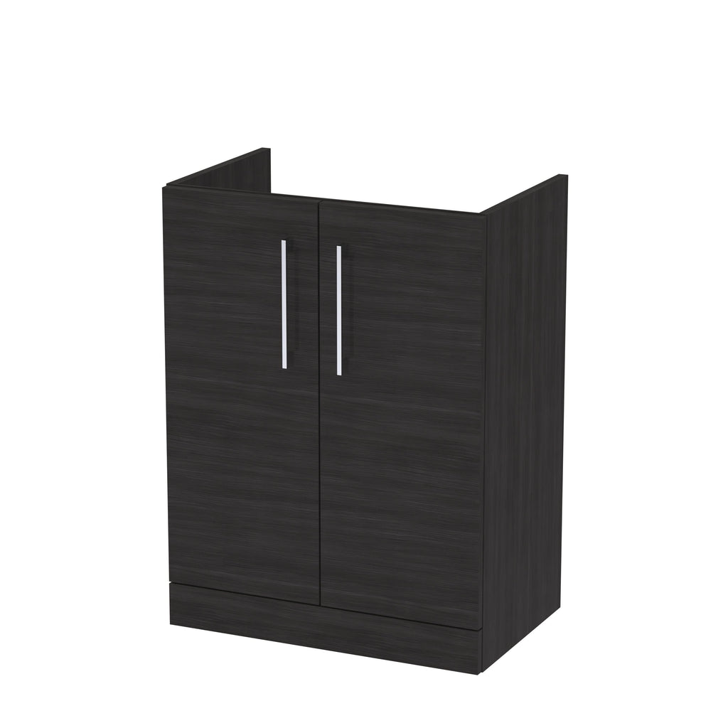 Hudson Reed Arno Floor Standing Vanity Unit, Durable 2 Soft Close Door Bathroom Sink Vanity Unit with Shelf in Charcoal Black, 600mm