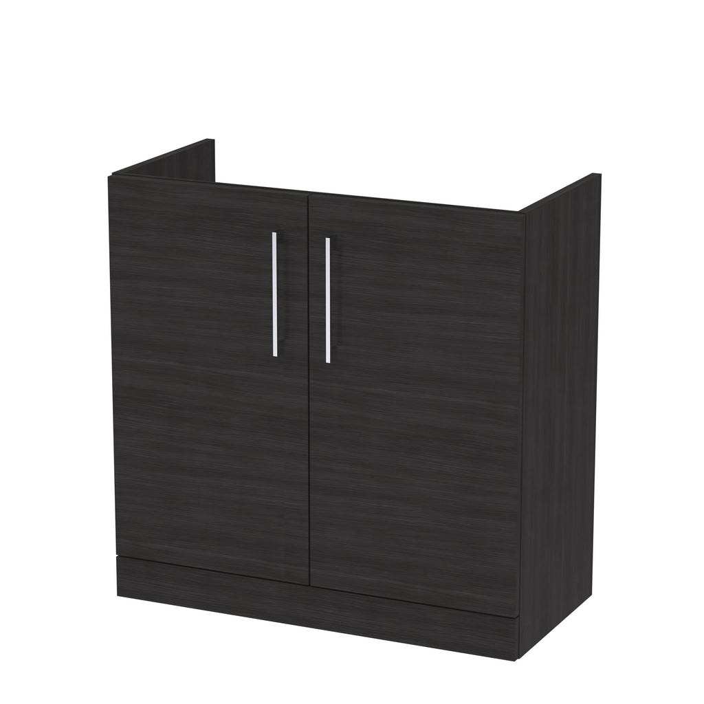 Hudson Reed Arno Floor Standing Vanity Unit, Durable 2 Soft Close Door Bathroom Sink Vanity Unit with Shelf in Charcoal Black, 800mm