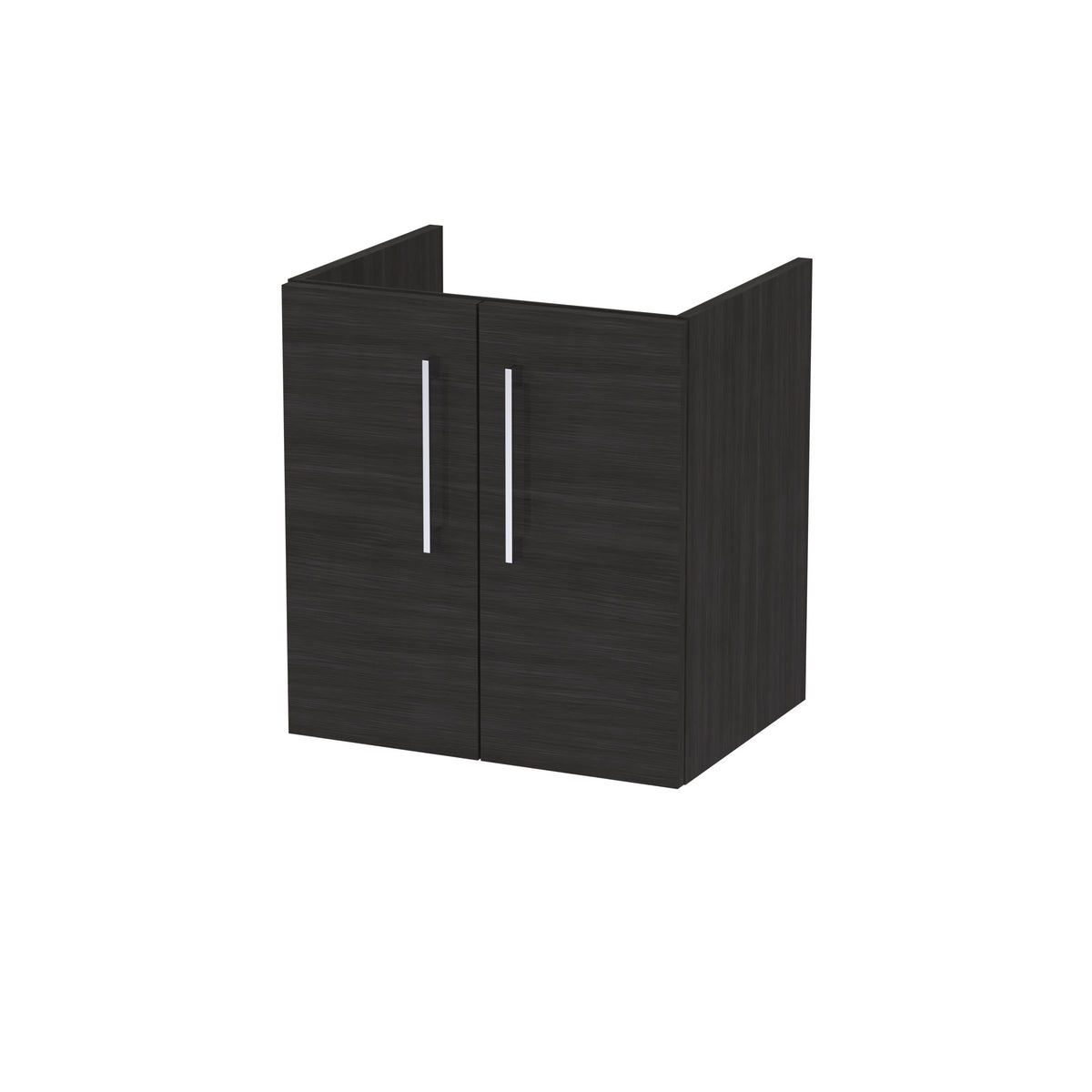 Hudson Reed Arno Wall Hung Vanity Unit, Durable 2 Soft Close Door Bathroom Sink Vanity Unit with Shelf in Charcoal Black, 500mm