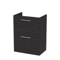 Hudson Reed Arno Floor Standing Vanity Unit, Durable 2 Soft Close Drawer Bathroom Sink Vanity Unit with Shelf in Charcoal Black, 600mm