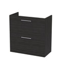 Hudson Reed Arno Floor Standing Vanity Unit, Durable 2 Soft Close Drawer Bathroom Sink Vanity Unit with Shelf in Charcoal Black, 800mm