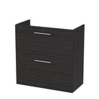 Hudson Reed Arno Floor Standing Vanity Unit, Durable 2 Soft Close Drawer Bathroom Sink Vanity Unit with Shelf in Charcoal Black, 800mm