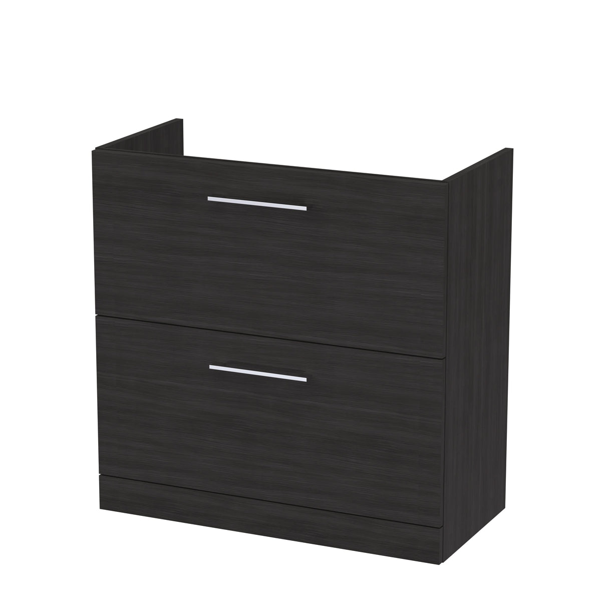 Hudson Reed Arno Floor Standing Vanity Unit, Durable 2 Soft Close Drawer Bathroom Sink Vanity Unit with Shelf in Charcoal Black, 800mm