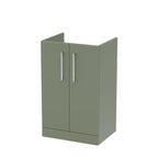 Hudson Reed Arno Compact Floor Standing Vanity Unit, Durable 2 Soft Close Door Bathroom Vanity Unit with Shelf in Satin Green, 500mm