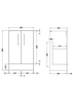 Hudson Reed Arno Compact Floor Standing Vanity Unit, Durable 2 Soft Close Door Bathroom Vanity Unit with Shelf in Satin Green, 500mm
