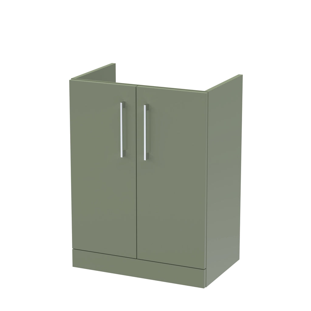 Hudson Reed Arno Floor Standing Vanity Unit, Durable 2 Soft Close Door Bathroom Sink Vanity Unit with Shelf in Satin Green, 600mm