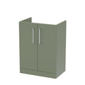 Hudson Reed Arno Floor Standing Vanity Unit, Durable 2 Soft Close Door Bathroom Sink Vanity Unit with Shelf in Satin Green, 600mm