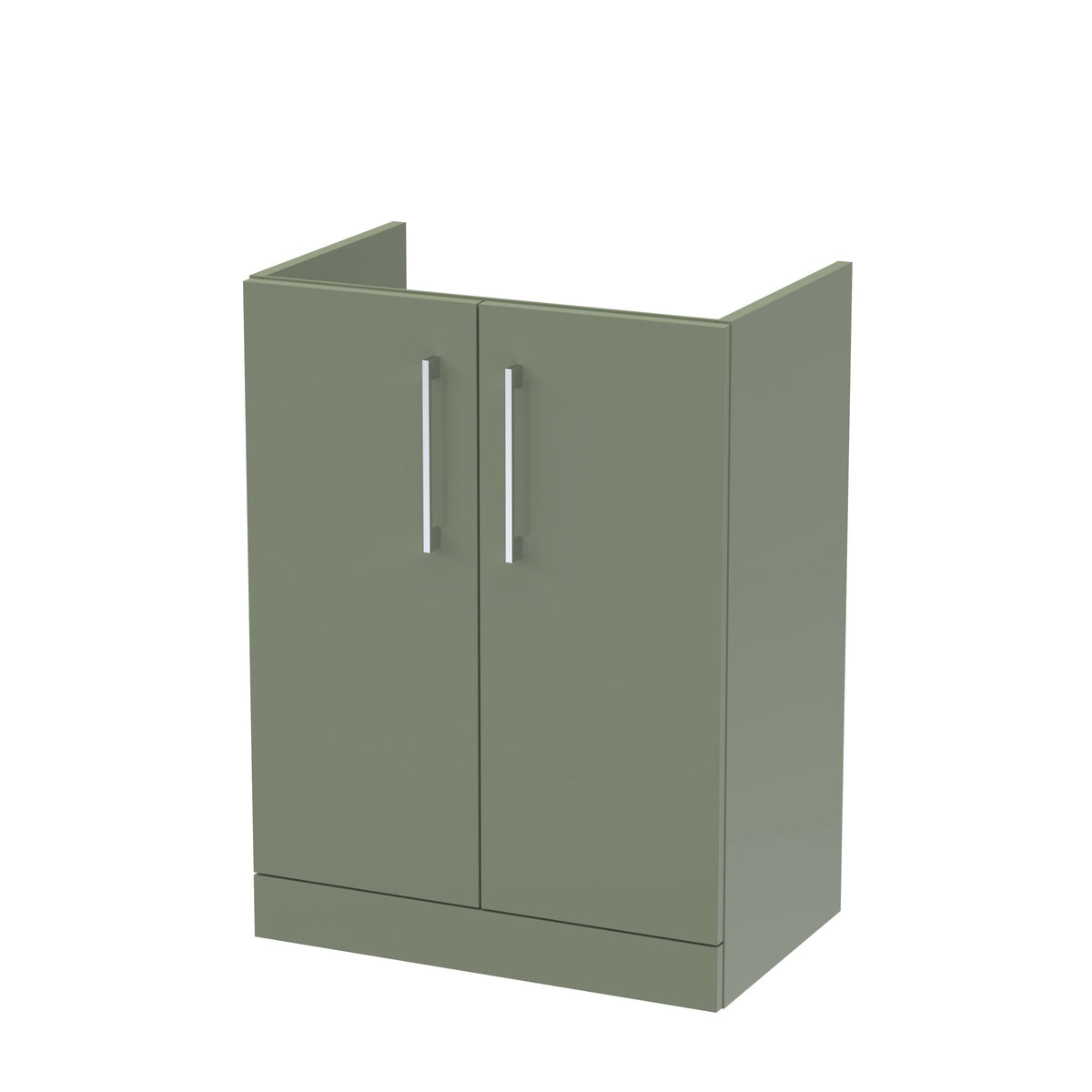 Hudson Reed Arno Floor Standing Vanity Unit, Durable 2 Soft Close Door Bathroom Sink Vanity Unit with Shelf in Satin Green, 600mm