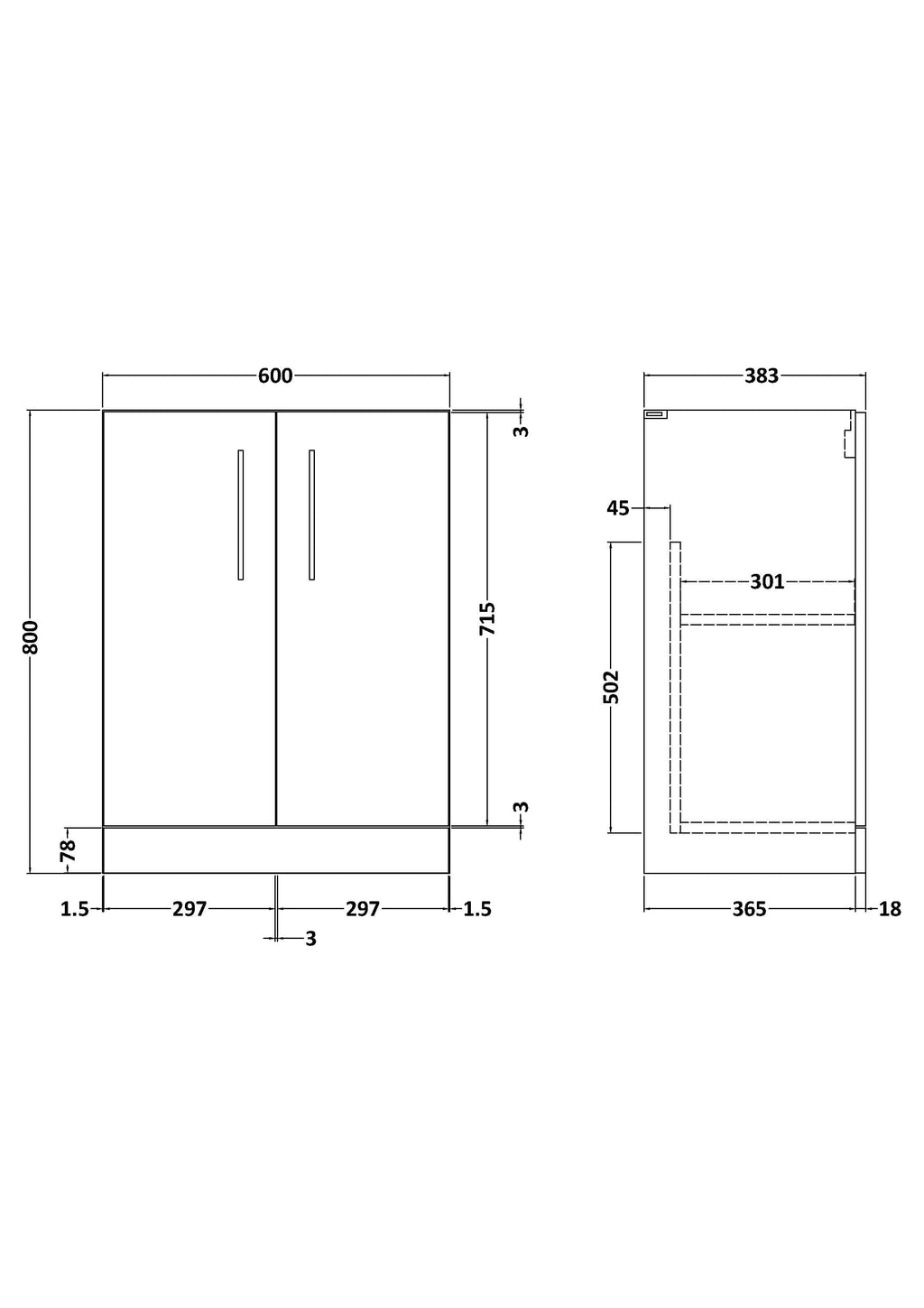 Hudson Reed Arno Floor Standing Vanity Unit, Durable 2 Soft Close Door Bathroom Sink Vanity Unit with Shelf in Satin Green, 600mm