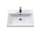 Hudson Reed 1 Tap Hole Minimalist Furniture Basin, Durable Ceramic Wash Basin Sink Bowl in White Gloss Finish, 600 x 460mm