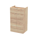 Hudson Reed Fusion Fitted Floor Standing Vanity Unit with Soft Close Drawer & Door, Modern Bathroom Storage in Bleached Oak, 500mm