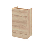 Hudson Reed Fusion Fitted Floor Standing Vanity Unit with Soft Close Drawer & Door, Modern Bathroom Storage in Bleached Oak, 500mm