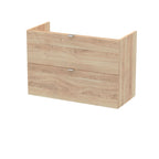 Hudson Reed 2 Soft Close Drawer Wall Hung Vanity Unit without Basin, Modern Bathroom Furniture in Woodgrain Finish, 800 x 383mm
