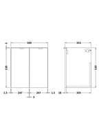Hudson Reed Fusion Wall Hung 2 Soft Close Door Vanity Unit without Basin, Modern Bathroom Furniture in Hacienda Black Finish, 500mm