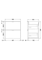 Hudson Reed Fusion Wall Hung 2 Soft Close Drawer Vanity Unit without Basin, Modern Bathroom Furniture in Hacienda Black Finish, 500mm