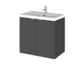 Hudson Reed Fusion Wall Hung 2 Soft Close Door Vanity Unit without Basin, Modern Bathroom Furniture in Gloss Grey Finish, 600mm