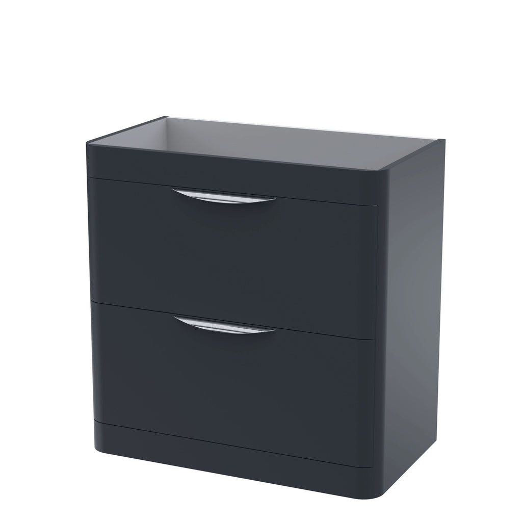 Hudson Reed Parade Component Floor Standing 2 Soft Close Drawer Vanity Unit, Bathroom Vanity Units with Storage in Soft Black, 800mm