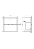 Hudson Reed Parade Component Floor Standing 2 Soft Close Drawer Vanity Unit, Bathroom Vanity Units with Storage in Soft Black, 800mm