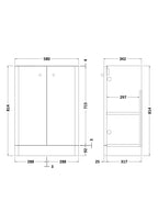 Hudson Reed Core Floor Standing 2 Soft Close Door Vanity Unit, Bathroom Vanity Units with Storage in Gloss White, 600mm
