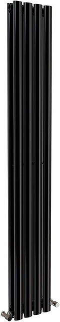 iBathUK Strata Vertical Column Radiator, Oval Double Panel Heater, Slim Designer Radiator for Modern UK Interiors, Black, 1600 x 240 mm