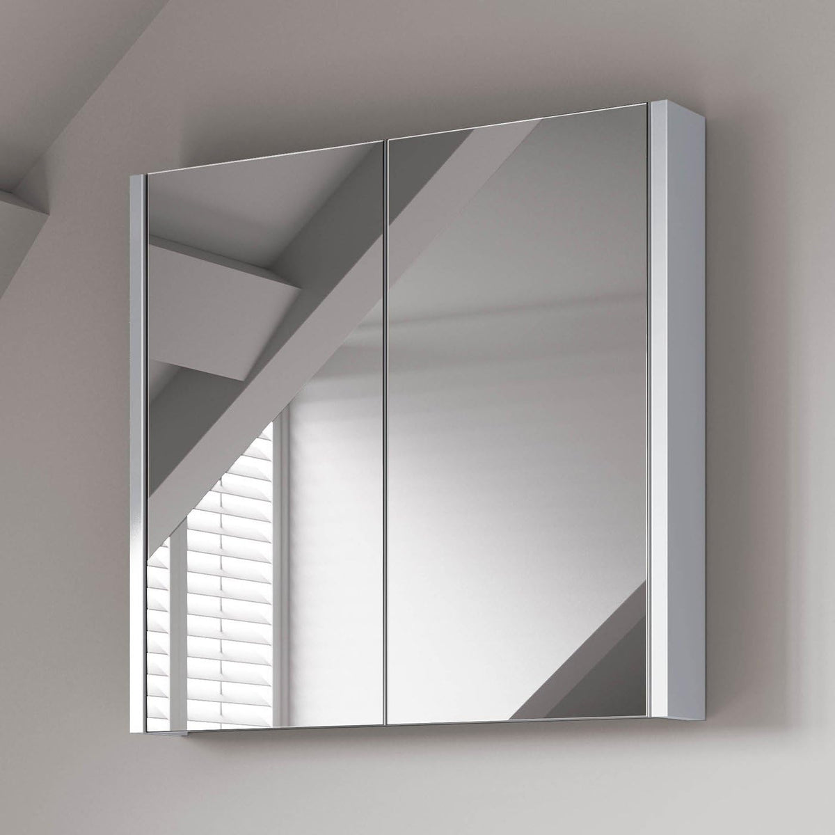 Rehaus 2 Door Non Illuminated Mirror Cabinet - Gloss White