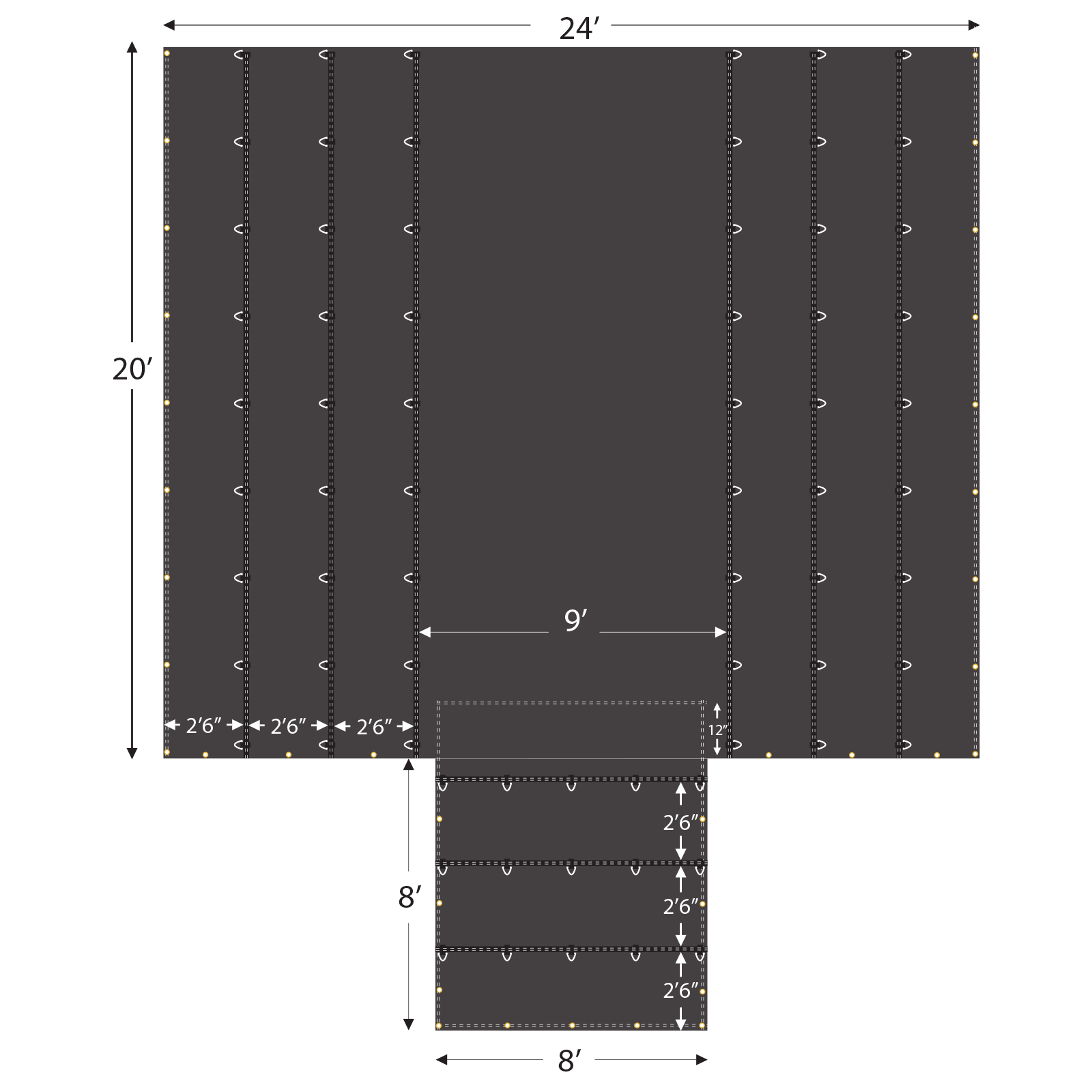 24' x 20' Lumber End Tarp – 18 oz Vinyl