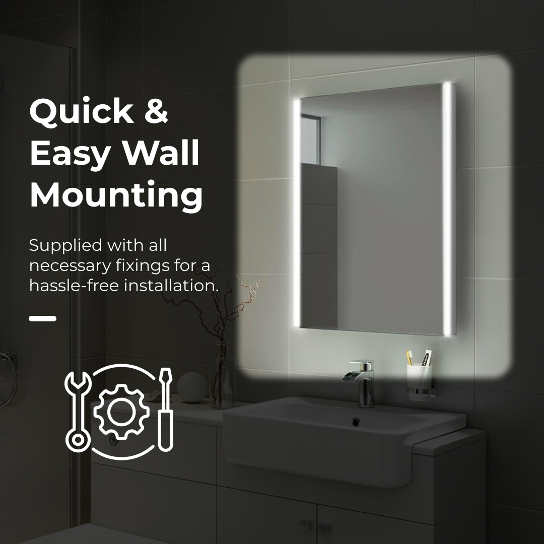 Aurora Rectangular Illuminated LED Mirror - 500mm x 700mm