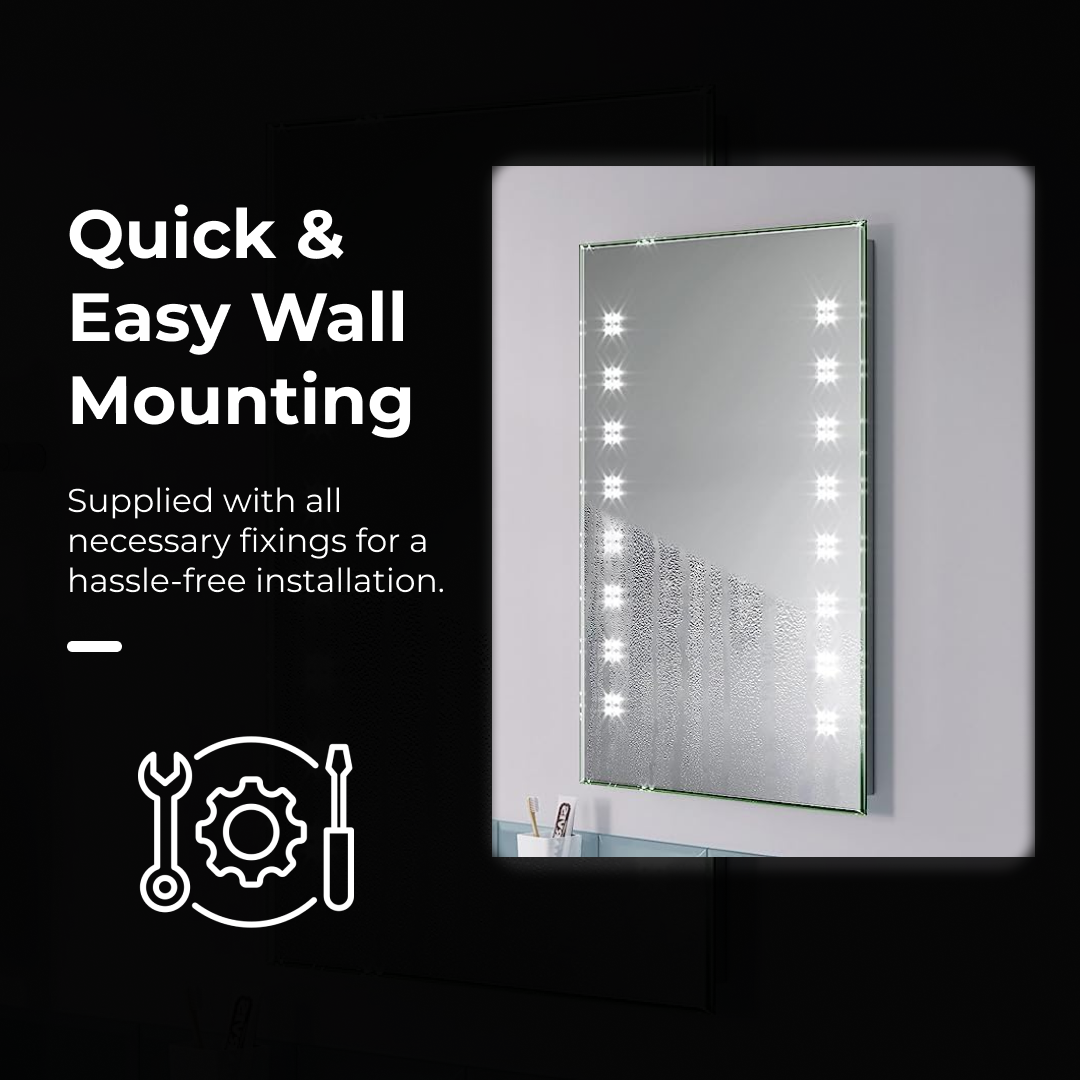 Celeste Infrared Sensor LED Illuminated Bathroom Mirror with Demister - 500mm x 700mm