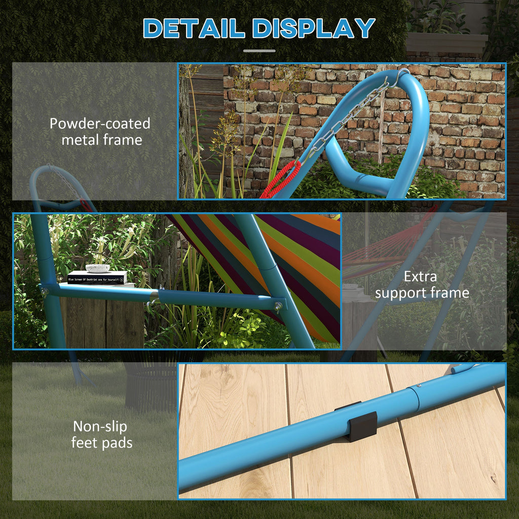 10.3' Adjustable Steel Hammock Stand, Portable Weather-Resistant Frame, 550lbs Capacity, Blue