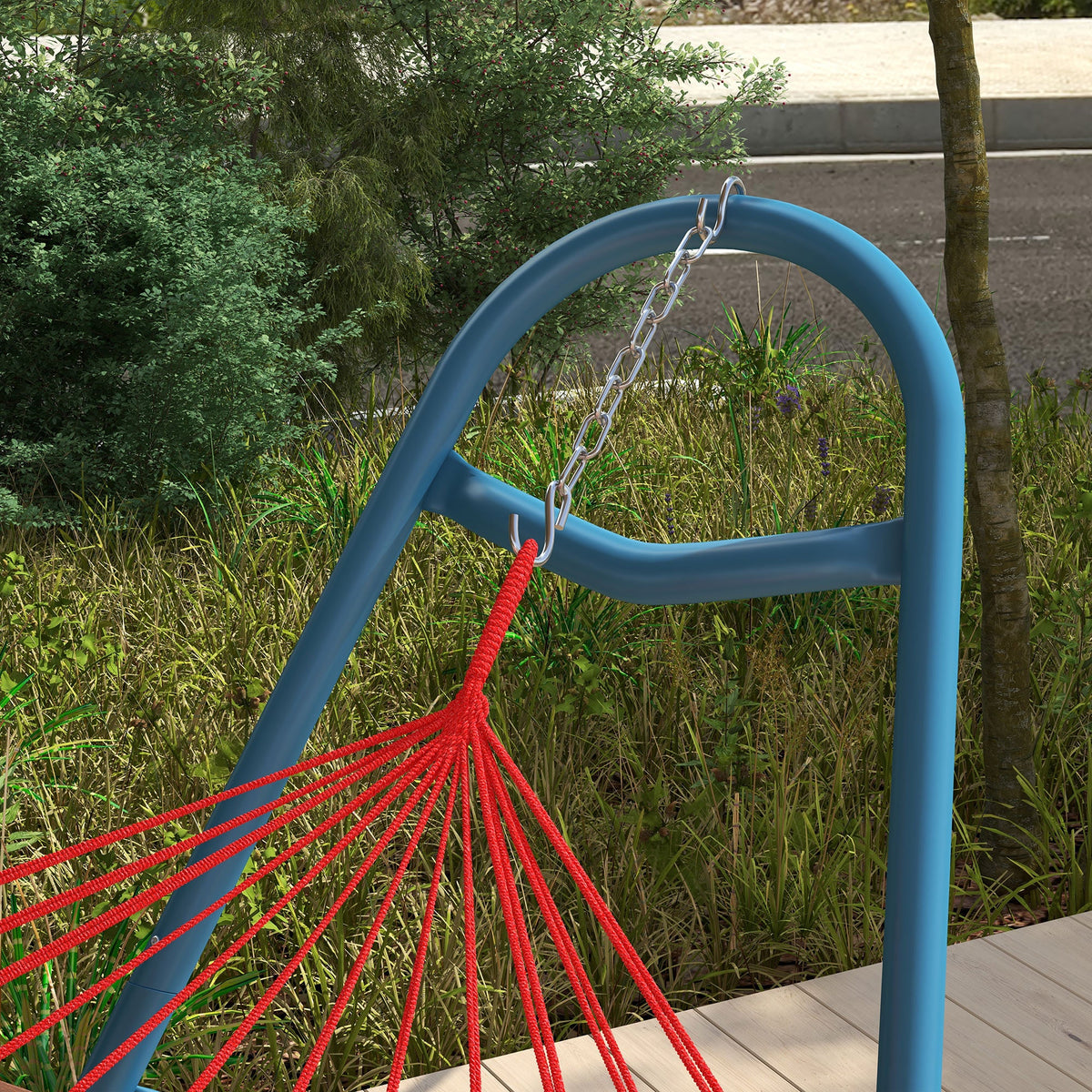 10.3' Adjustable Steel Hammock Stand, Portable Weather-Resistant Frame, 550lbs Capacity, Blue