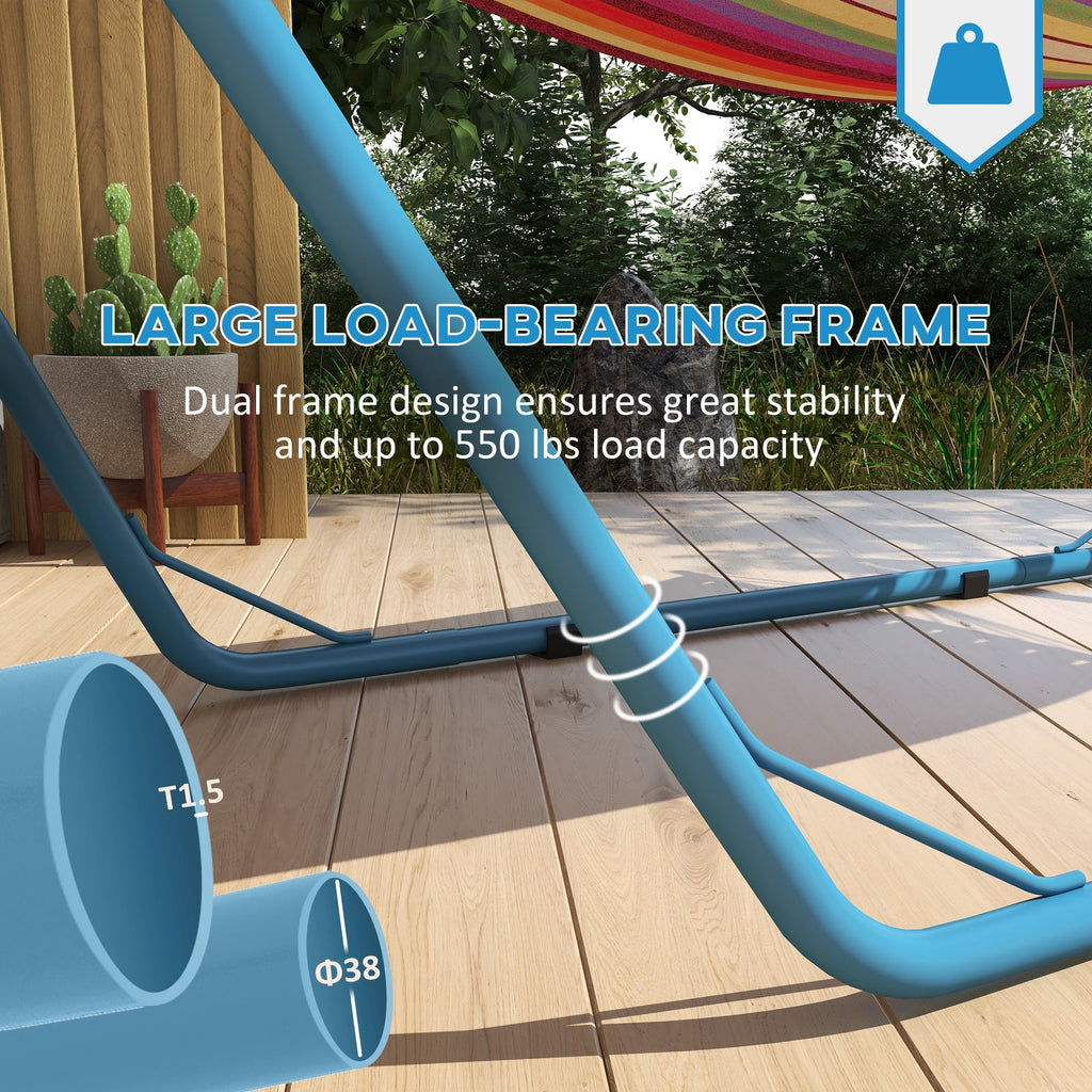 10.3' Adjustable Steel Hammock Stand, Portable Weather-Resistant Frame, 550lbs Capacity, Blue