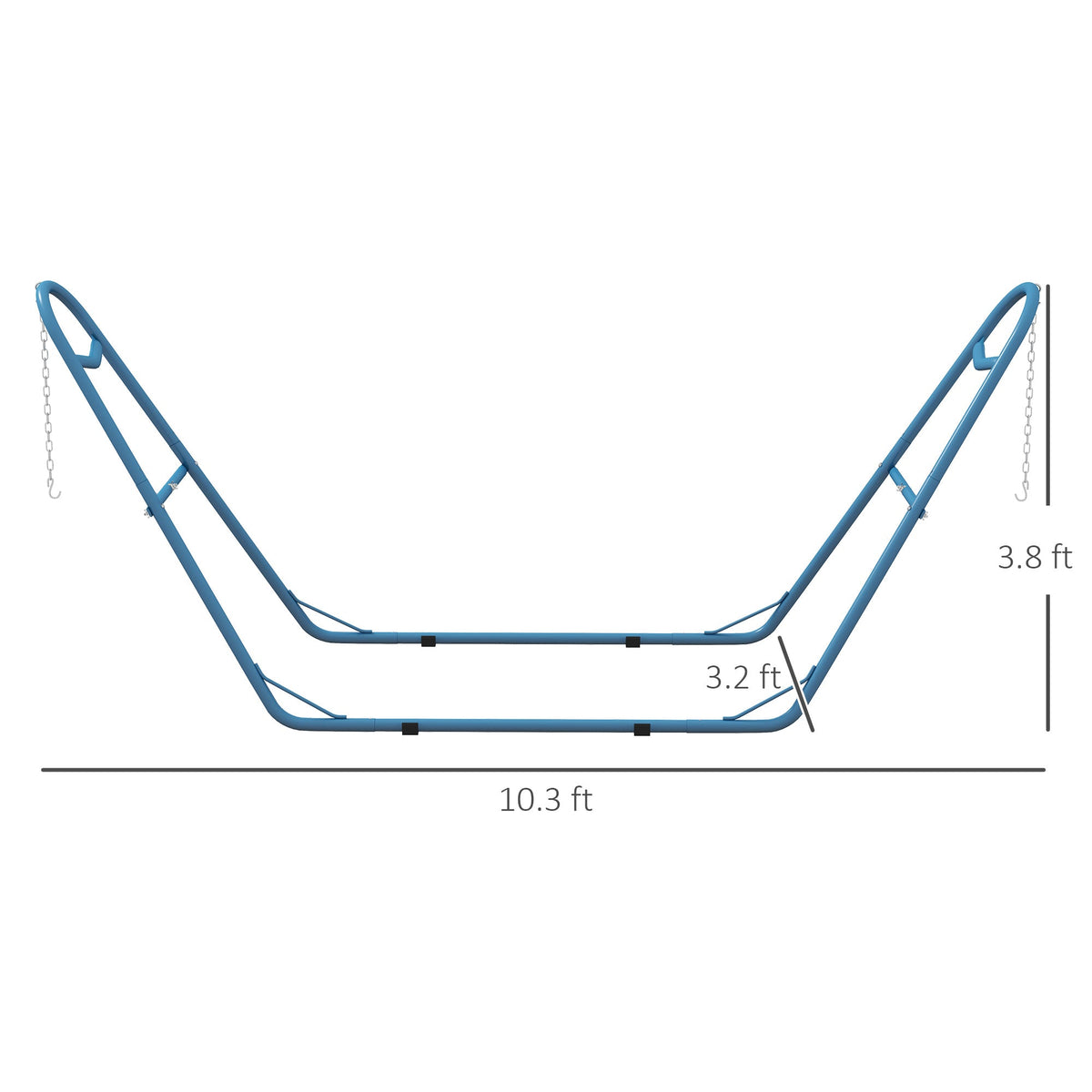 10.3' Adjustable Steel Hammock Stand, Portable Weather-Resistant Frame, 550lbs Capacity, Blue