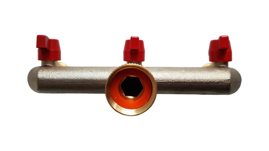 Three Way Tap Splitter Brass 3/4" BSP