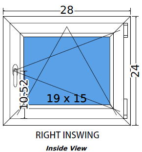 28"x24" Single Sash European uPVC Tilt and Turn Window